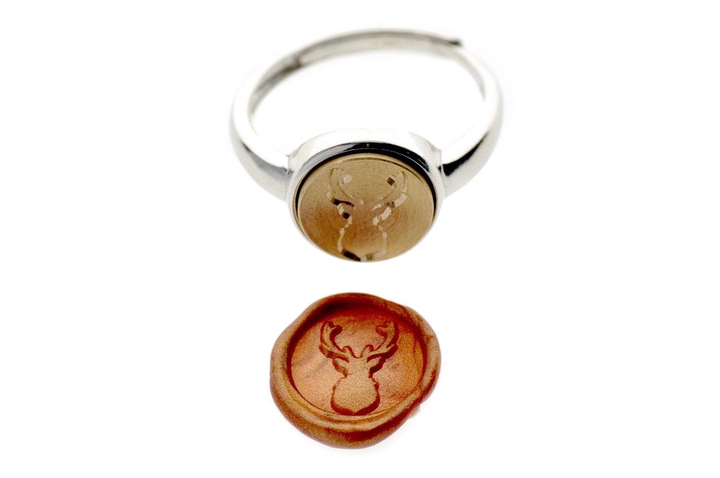 Antler Signet Ring - Backtozero B20 - 10m, 10mm, 10mm ring, accessory, Antler, Copper Gold, Deer, deer stag, her, jewelry, minimal, ring, seal, seal ring, signet ring, simple, size 10, size 6, size 7, size 8, size 9, wax seal, wax seal ring, wax seal stamp
