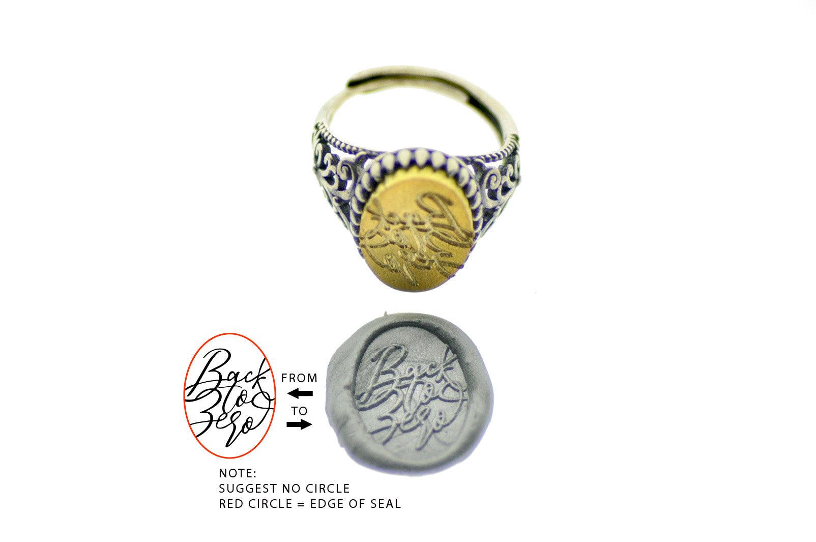 Design your own 11x15mm Fancy Signet Ring - Backtozero B20 - 1115f, 11x15mm, 11x15mm ring, accessory, bespoke, Custom, customsignet, Design Your Own, her, jewelry, logo, oval, oval ring, ring, seal, seal ring, signet ring, size 10, size 6, size 7, size 8, size 9, wax seal, wax seal stamp