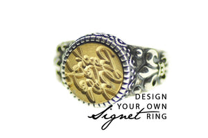 Design your own 12mm Fleur De Lis Signet Ring - Backtozero B20 - 12f, 12mm, 12mm ring, accessory, Custom, custom ring, customsignet, Design Your Own, Fleur de Lis, him, jewelry, ring, seal, seal ring, size 10, size 11, size 8, size 9, wax seal, wax seal stamp