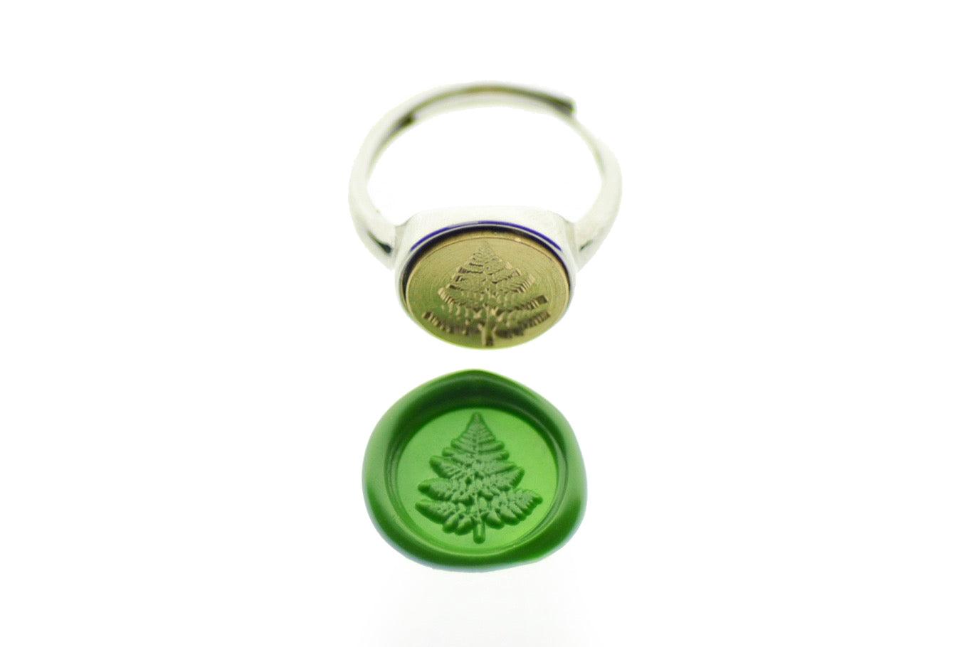 Fern Signet Ring - Backtozero B20 - 12mm, 12mm ring, 12mn, Botanical, Crown, her, Leaf, Nature, plane, ring, Royal, signet ring, wax seal, wax seal ring