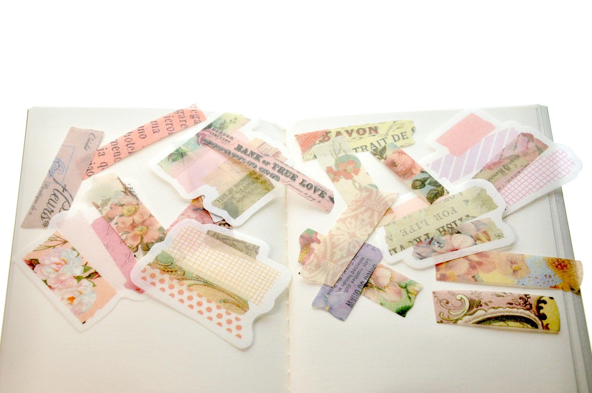 Translucent Stickers Set | Washi Tape A - Backtozero B20 - floral, Flower, Pink, sticker, translucent, washi