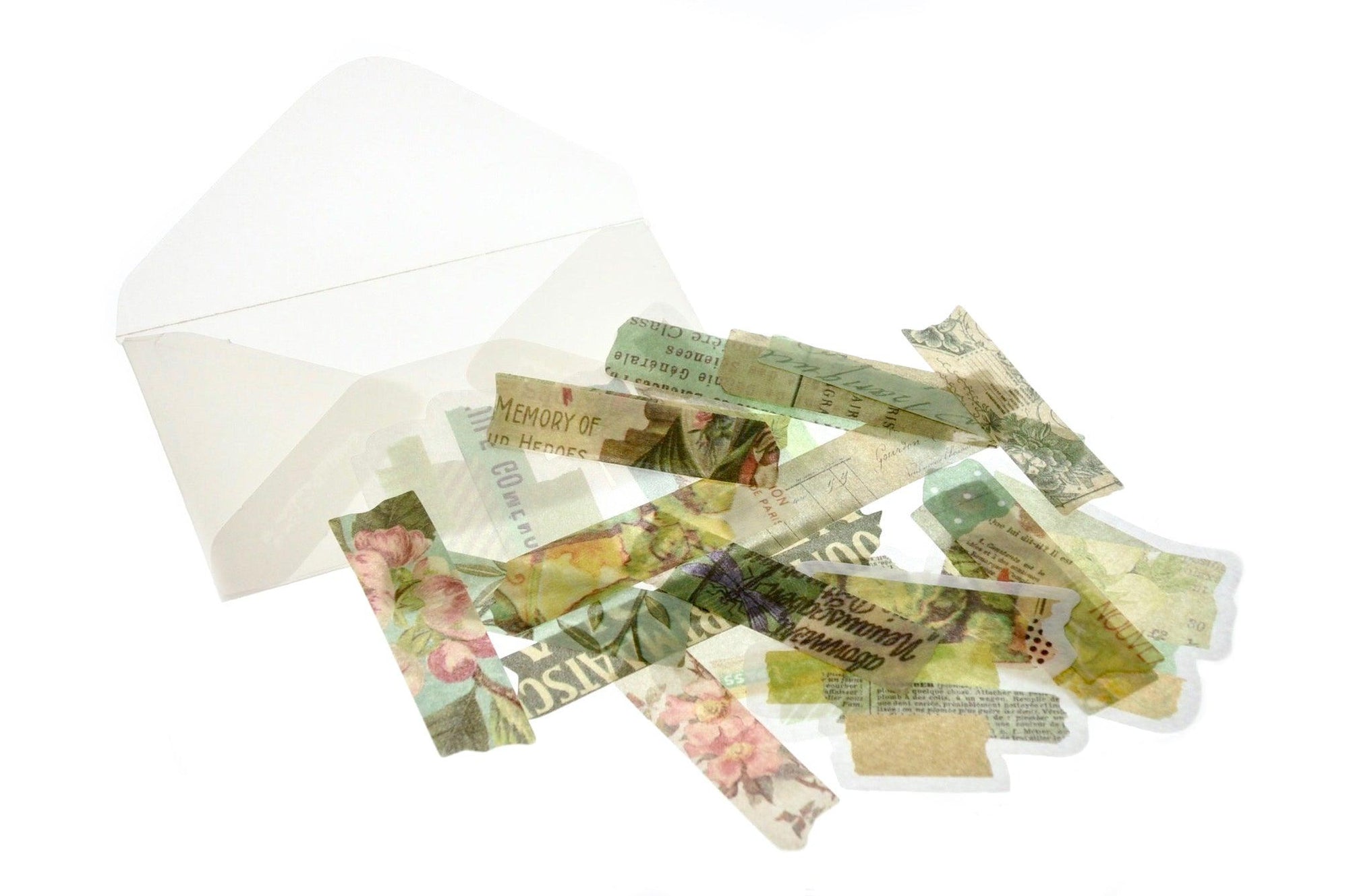 Translucent Stickers Set | Washi Tape B - Backtozero B20 - floral, Flower, Green, sticker, translucent, washi