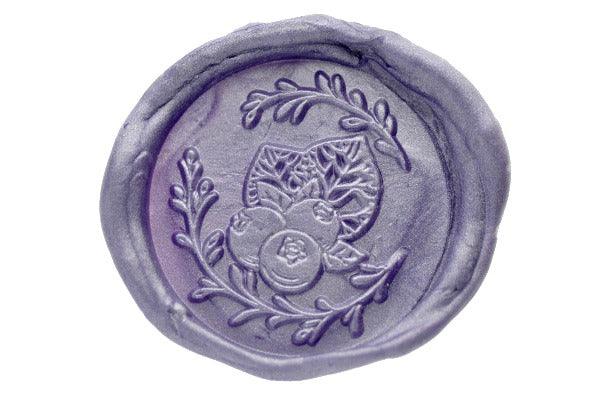 Blueberries Wreath Wax Seal Stamp Designed by Petra - Backtozero B20 - acorn, botanic, Botanical, collaboration, Copper, metallic, metallic purple, Nature, Purple, Signature, signaturehandle, wreath