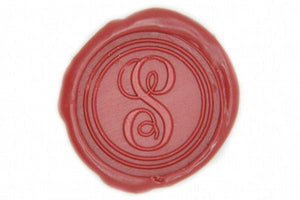 Initial Monogram Wax Seal Stamp - Backtozero B20 - 1 initial, 1initial, Calligraphy, genericlonghandle, Letter, Monogram, One Initial, Palm Red, Personalized