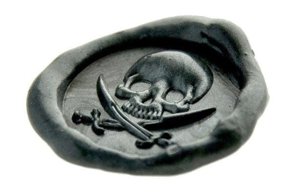 3D Skull Sword Wax Seal Stamp - Backtozero B20 - 3D, Bone, genericlonghandle, Metallic Black, Skull, sword