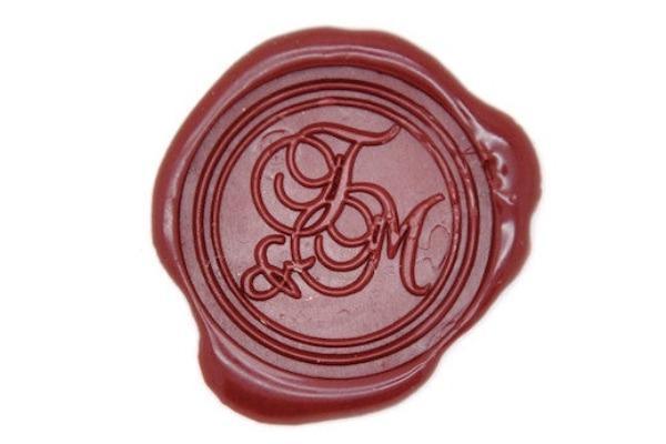Double Initials Ampersand Wax Seal Stamp - Backtozero B20 - 2 initials, 2initials, Ampersand, and, Deep Red, Double Initials, genericlonghandle, Initial, Letter, Letters, monogram, Personalized, Two initials, Wedding