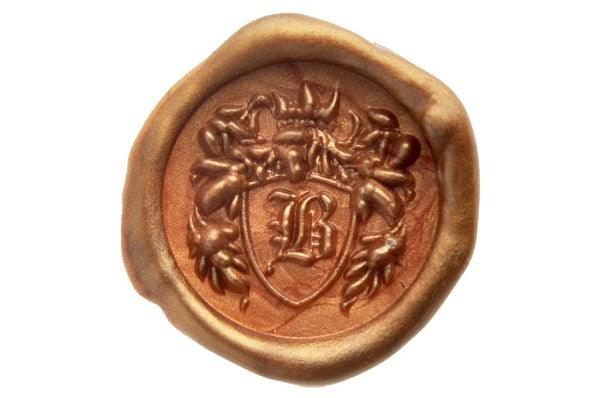 3D Custom Initial Crest Wax Seal Stamp - Backtozero B20 - 1 initial, 1initial, 3D, Copper Gold, Crest, genericlonghandle, Heraldic, Initial, knight, One Initial, Personalized