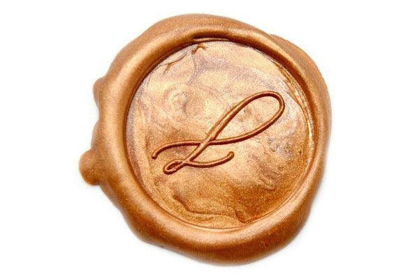Linen & Leaf Modern Calligraphy Initial Wax Seal Stamp - Backtozero B20 - 1 initial, 1initial, Calligraphy, collaboration, Copper Gold, katie, mini, Monogram, One initial, Personalized, Signature, signaturehandle