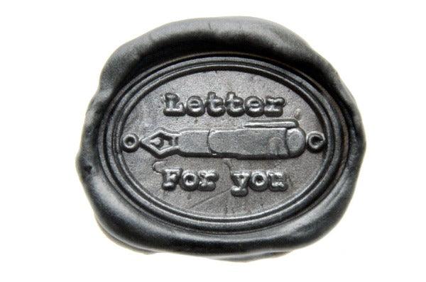 Letter For You Wax Seal Stamp Designed by Vintage Paper Garden - Backtozero B20 - Black, collaboration, for you, hana, hana t, Message, Metallic Black, oval, pen, Signature, signaturehandle