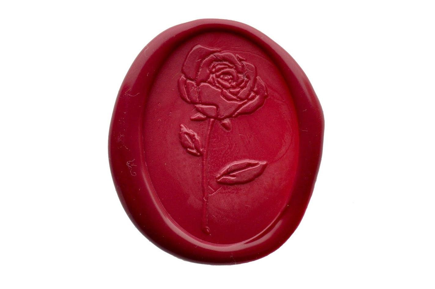 Rose Wax Seal Stamp - Backtozero B20 - Botanical, floral, Flower, genericlonghandle, Nature, oval, rose, White
