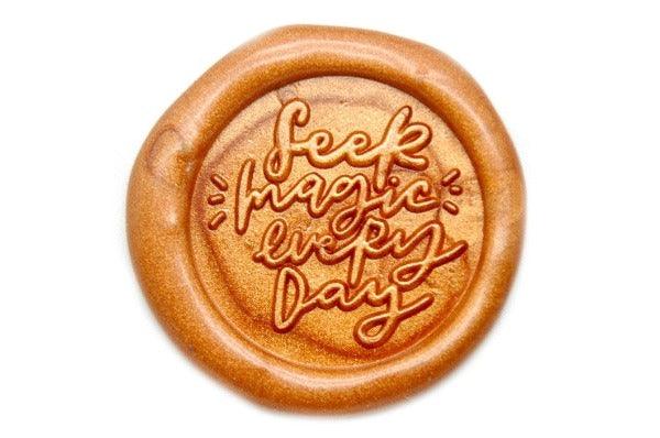 Seek Magic Everyday Wax Seal Stamp Designed by Jo - Backtozero B20 - collaboration, Copper Gold, handwriting, Jo, magic, Message, metallic, Signature, signaturehandle, Words