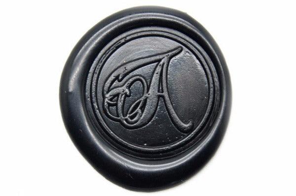 Calligraphy Initial Wax Seal Stamp | Available in 4 Sizes - Backtozero B20 - 1 initial, 1.2cm, 1initial, Black, Calligraphy, mini, Monogram, One initial, Personalized, Signature, signaturehandle, tiny