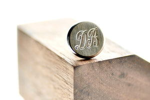 Double Line Initials Signet Pin - Backtozero B20 - 10mm, 12mm, 14mm, 2 initials, 2initials, badge, brass, brooch, Custom, double, Double Initials, him, initial, monogram, Personalized, pin, signet, stainless steel, Two initials, Wedding