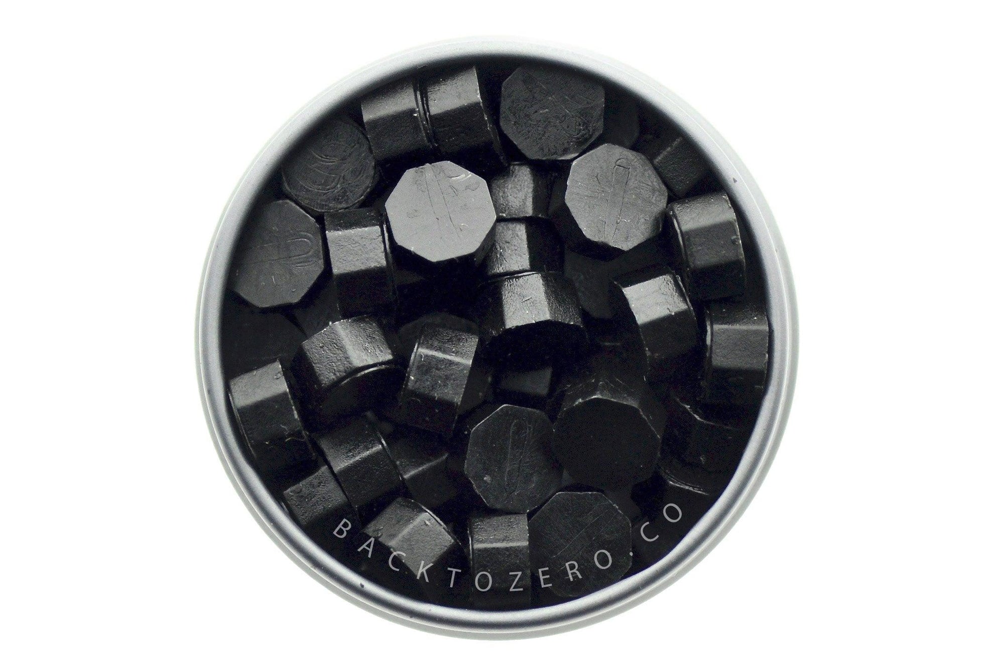 Black Octagon Sealing Wax Beads - Backtozero B20 - Black, octagon bead, sealing wax, tin, Wax Beads