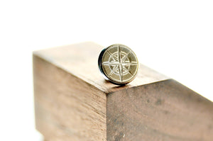 Compass Signet Pin - Backtozero B20 - 10mm, 12mm, 14mm, badge, brass, brooch, him, Nautical, pin, signet, stainless steel
