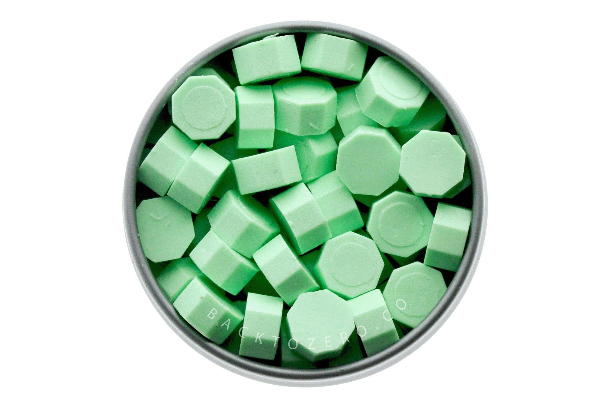 Cream Green Octagon Sealing Wax Beads - Backtozero B20 - cream, green, octagon bead, pastel, sealing wax, tin, Wax Beads