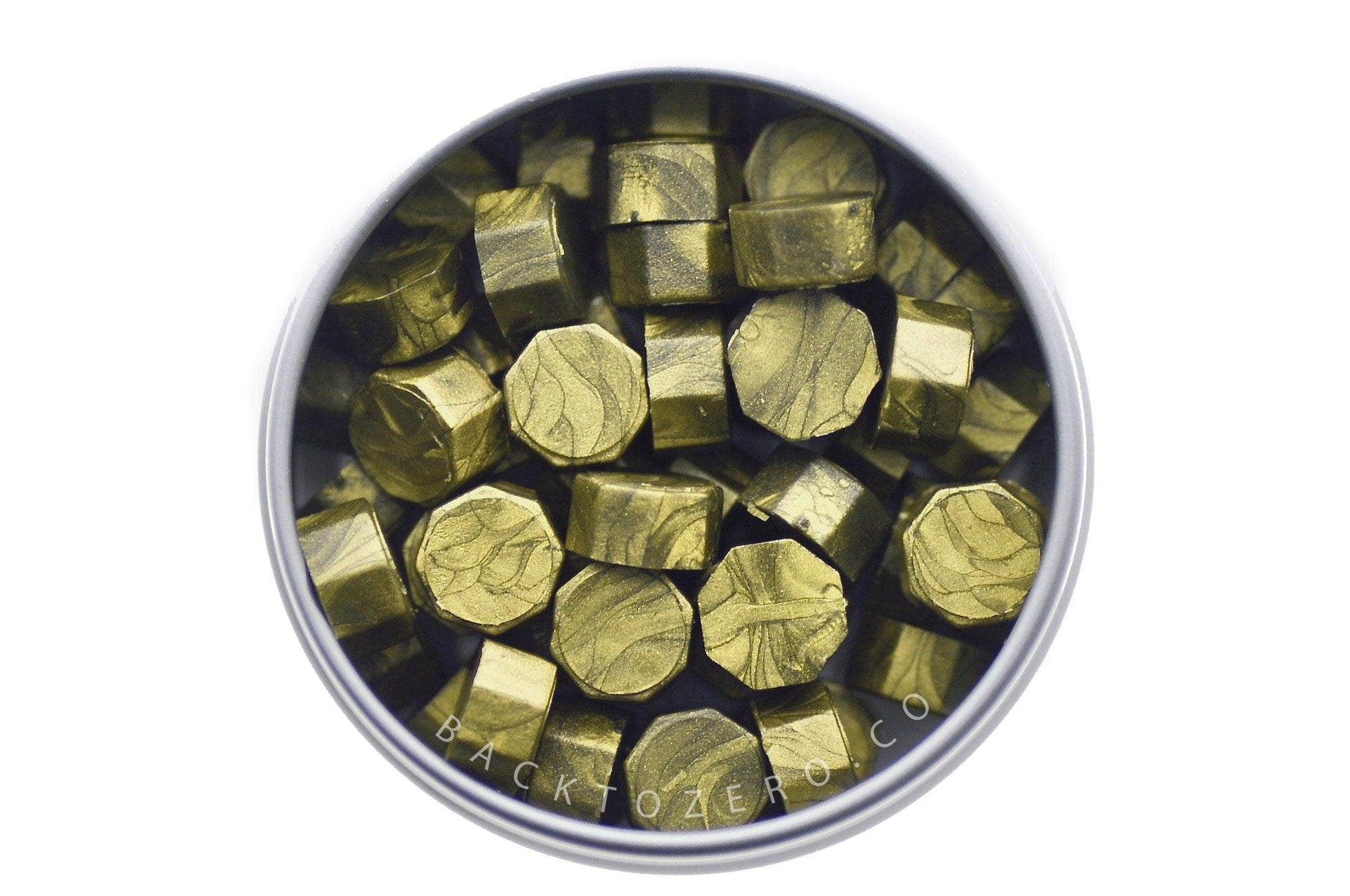 Dark Gold Octagon Sealing Wax Beads - Backtozero B20 - dark gold, metallic, octagon bead, sealing wax, tin, Wax Beads