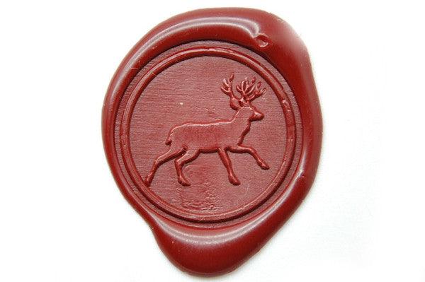 Deer Wax Seal Stamp - Backtozero B20 - Animal, Deep Red, Deer, genericlonghandle, holidays, Woodland