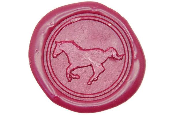 Horse Wax Seal Stamp - Backtozero B20 - Animal, Burgundy, genericlonghandle, Horse