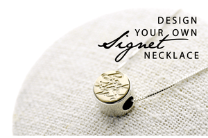 Design your own 2-Side Floating Signet Necklace - Backtozero B20 - 10mm, 2sidenecklace, accessory, bespoke, Custom, customsignet, Design Your Own, floating, her, jewelry, minimal, necklace, signet, signet necklace, simple