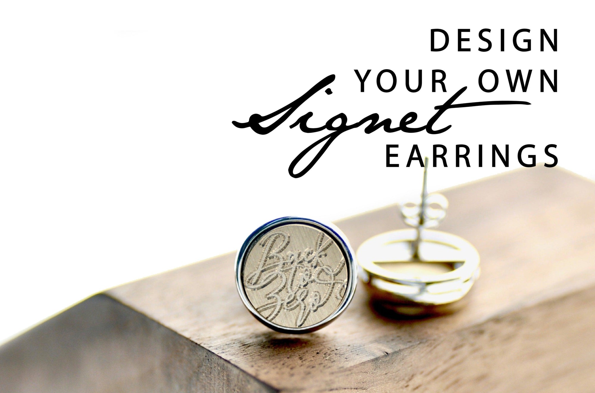 Design your own Minimal Signet Earrings - Backtozero B20 - accessory, bespoke, Custom, custom earrings, customsignet, Design Your Own, earrings, her, jewelry, minimal, minimal earrings, minimalearrings, signet