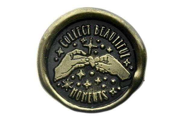 Collect Beautiful Moments Wax Seal Stamp - Backtozero B20 - black, gold, gold dust, gold powder, hand, hand gesture, heart, message, moment, newarrivals, Signature, signaturehandle, star, stars, words