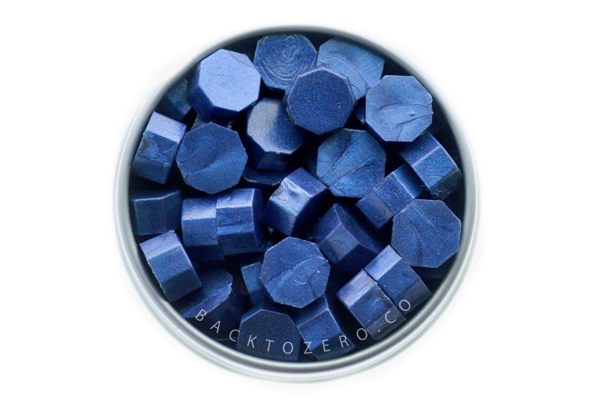 Midnight Blue Octagon Sealing Wax Beads - Backtozero B20 - blue, Metallic, octagon bead, sealing wax, tin, Wax Beads