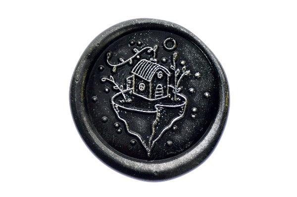 Floating House Wax Seal Stamp Designed by Nikki Dotti - Backtozero B20 - Black, collaboration, house, metallic powder, newarrivals, Signature, signaturehandle, silver dust, silver powder