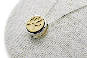 Paw Floating Signet Necklace - Backtozero B20 - 12mm, 12mm necklace, bead, brass, charm, floating, minimal, minimalnecklace, necklace, paw, paw print, signet, signet necklace, silver