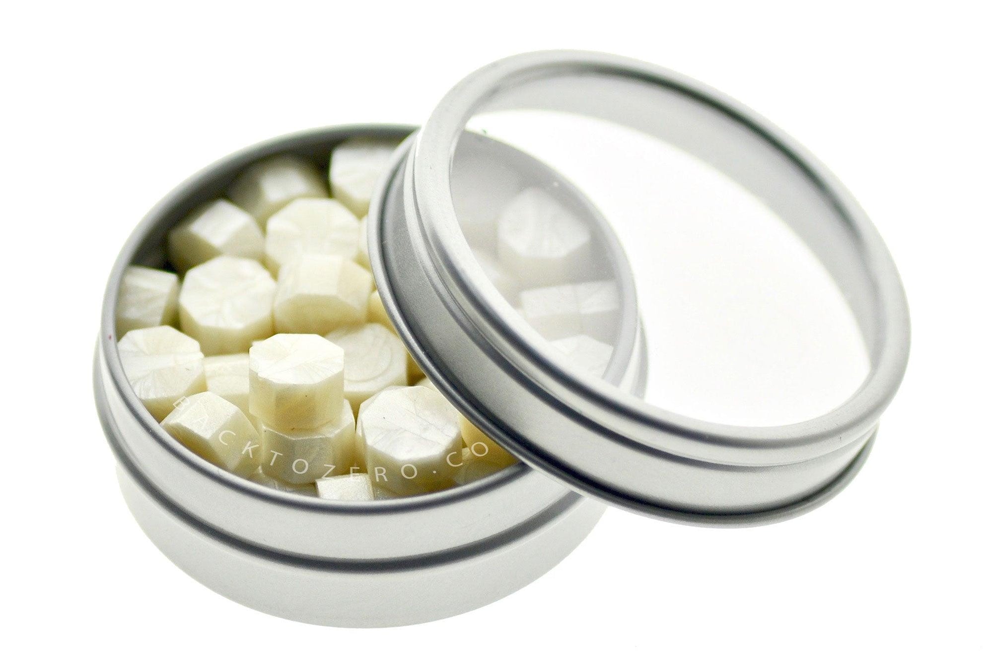 Pearl Octagon Sealing Wax Beads - Backtozero B20 - octagon bead, pearl, sealing wax, tin, Wax Beads, white