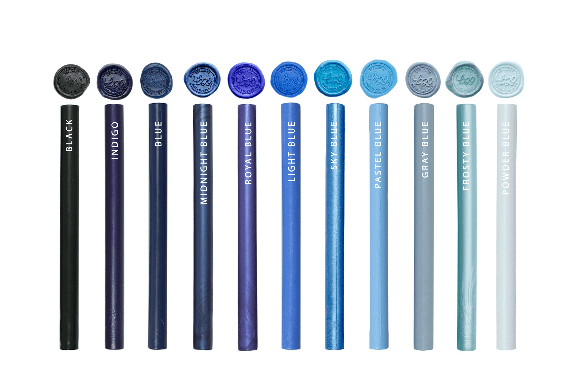 Shades of Blue Glue Gun Sealing Wax - Backtozero B20 - black, blue, brass, Glue Gun, sale, Sealing Wax, Wax Stick