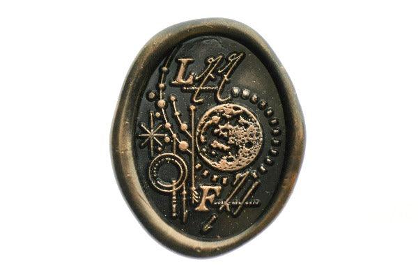 Moon Texture Wax Seal Stamp | L77 F71 - Backtozero B20 - copper dust, copper powder, dot, dots, F71, L77, moon, newarrivals, number, oval, Signature, signaturehandle, Stars, texture