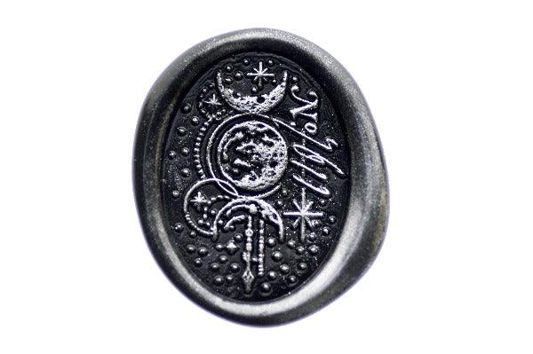 Moon Texture Wax Seal Stamp | No9611 - Backtozero B20 - dot, dots, eclipse, moon, newarrivals, number, oval, Signature, silver dust, silver highlight, silver powder, star, Stars, texture