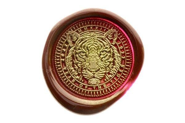 Year Of Tiger Wax Seal Stamp | Available in 5 Sizes - Backtozero B20 - Animal, Animal Lover, cny, Deep Red, gold powder, new year, Signature, signaturehandle, tiger, year of tiger