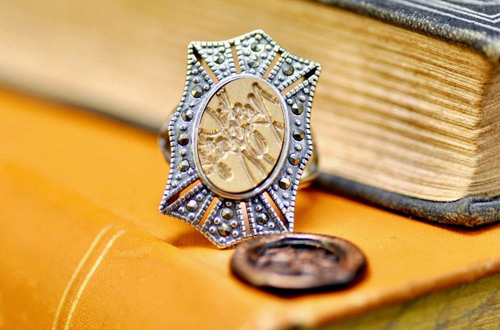 Design your own 10x14mm Faceted Frame Signet Ring - Backtozero B20 - 10x14, 925 Silver, accessory, bespoke, Custom, custom ring, customsignet, Design Your Own, Intaglio, Intaglio ring, jewelry, newarrivals, oval, oval ring, ring, seal, seal ring, signet, signet ring, size 6, size 7, size 8, size 9, wax seal, wax seal stamp