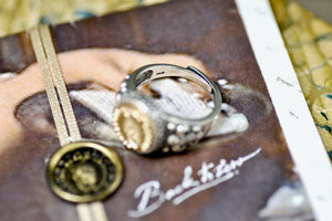 Horse Latin Motto Fleur De Lis Signet Ring - Backtozero B20 - 12f, 12mm, 12mm ring, 925 Silver, accessory, Ambitious, Fleur de Lis, him, Intaglio, Intaglio ring, jewelry, latin, latin motto, Message, ring, seal, seal ring, signet, size 10, size 11, size 8, size 9, wax seal, wax seal stamp