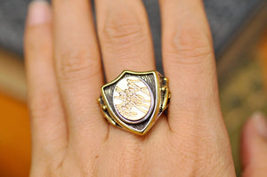 Design your own 12x15mm Shield Signet Ring - Backtozero B20 - 12x15, 925 Silver, accessory, bespoke, Custom, custom ring, customsignet, Design Your Own, Intaglio, Intaglio ring, jewelry, newarrivals, oval, oval ring, ring, seal, seal ring, shield, signet, signet ring, size 10, size 11, size 12, sword, wax seal, wax seal stamp