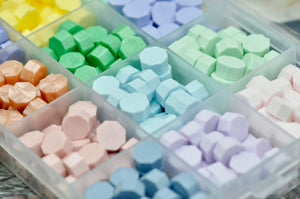 Sealing Wax Beads 15 Grids Palette | Sweet Macaron - Backtozero B20 - 15 grid, 15grid, Lavender, Light Blue, Light Green, light purple, newarrivals, octagon bead, palette, pastel, Pink, sealing wax, Wax Beads
