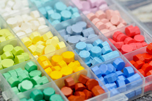 Sealing Wax Beads 24 Grids Palette | Rainbow Sherbet - Backtozero B20 - 24 grid, 24grid, blue, Green, Lavender, Metallic, newarrivals, octagon bead, palette, pastel, Pastel Blue, Pastel Green, Pink, Red, sealing wax, Wax Beads, Yellow