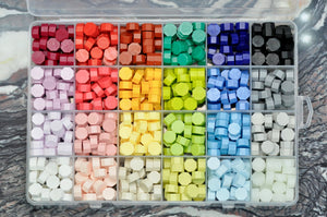 Sealing Wax Beads 24 Grids Palette | Summer Party - Backtozero B20 - 24 grid, 24grid, blue, Green, Lavender, newarrivals, octagon bead, palette, pastel, Pastel Blue, Pastel Green, Pink, Red, sealing wax, Wax Beads, Yellow
