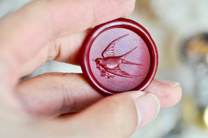 Swallow Holding Flowers 3D Emboss Wax Seal Stamp