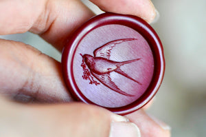 Swallow Holding Flowers 3D Emboss Wax Seal Stamp