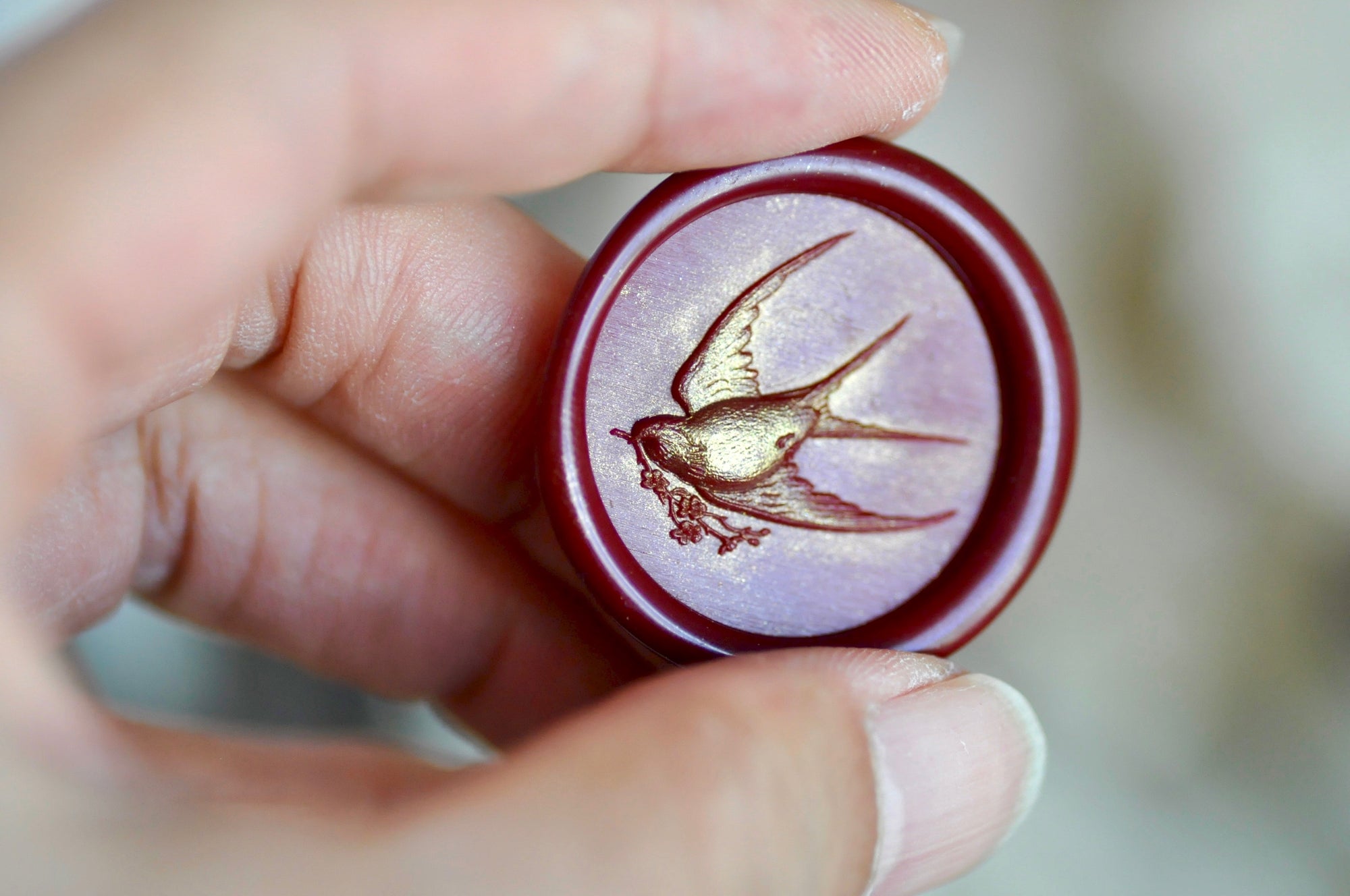 Swallow Holding Flowers 3D Emboss Wax Seal Stamp