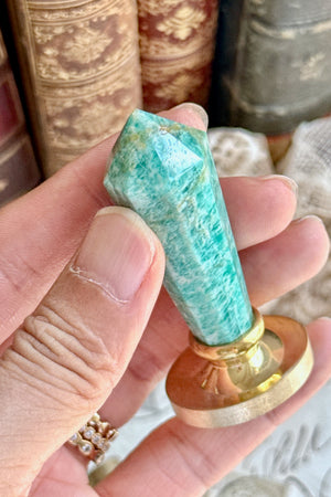 OOAK Amazonite Dual-Purpose Wax Seal Handle & Pendant Necklace (Pre-Order / Ship in mid-June)