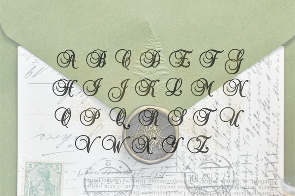 Double Script Initials Heart Monogram Embosser Stamp | Backtozero B20