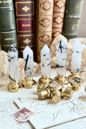 OOAK Black Rutilated Quartz Point Tower Wax Seal Handle