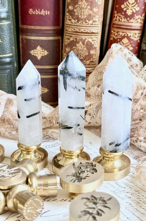 OOAK Black Rutilated Quartz Point Tower Wax Seal Handle