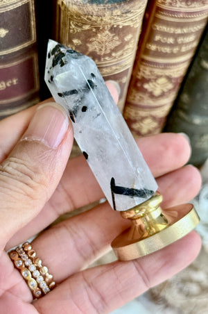 OOAK Black Rutilated Quartz Point Tower Wax Seal Handle