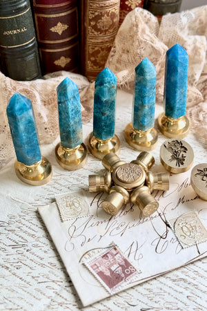 OOAK Blue Apatite Point Tower Wax Seal Handle