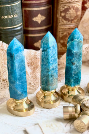 OOAK Blue Apatite Point Tower Wax Seal Handle